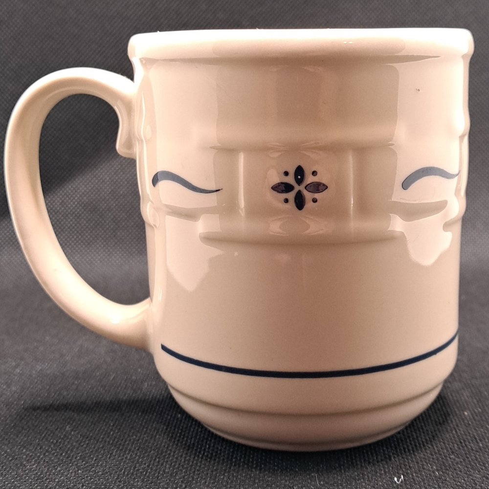 LONGABERGER WOVEN TRADITIONS CLASSIC BLUE COFFEE TEA MUG CUP 12 Oz 4” USA